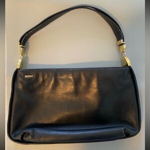 Koret Vintage black genuine leather handbag purse with goldtone hardware